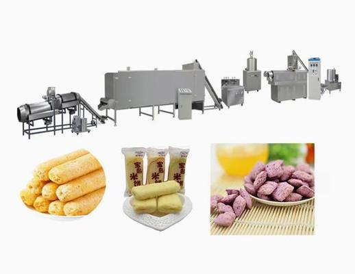 Eğlence Snack Mısır Puf Ekstruder Makinesi İşleme Hattı 150kg / h