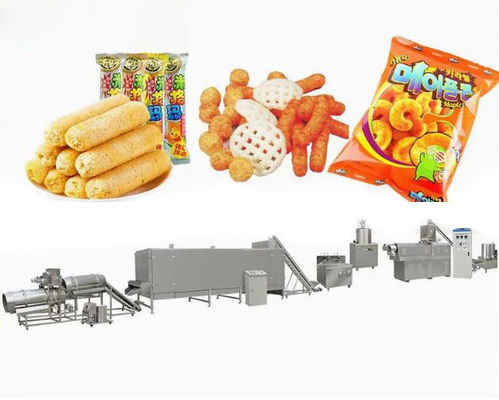 Eğlence Snack Mısır Puf Ekstruder Makinesi İşleme Hattı 150kg / h