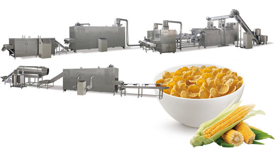 Siemens PLC SS 300kg / saat Mısır Gevreği Yapma Makinesi