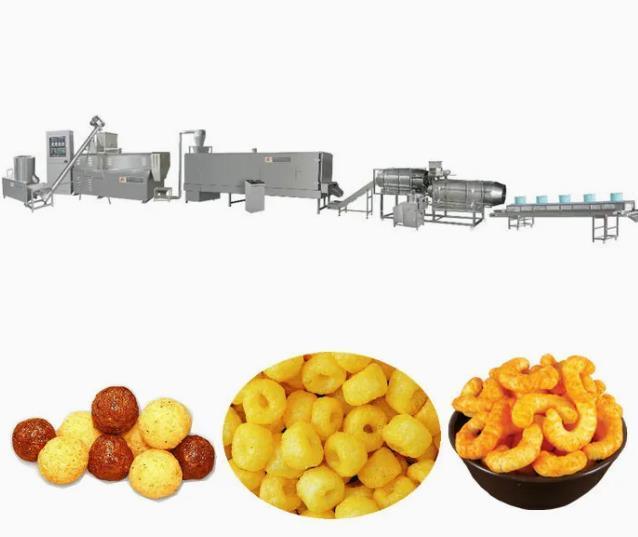 Şişirilmiş Mısır Soğan Halkası Şişirme Snack Makinesi, Snack Gıda Ekstruder Makinesi