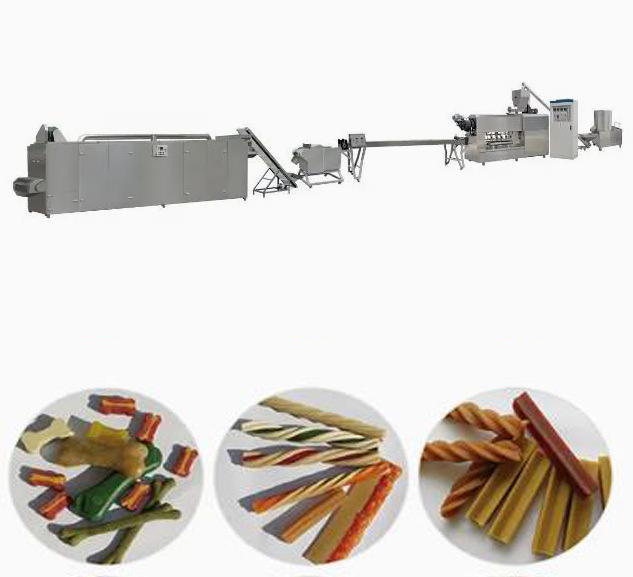 Yeni Aromalı Diş Bükümlü Köpek Maması Üretim Hattı 100kg/Saat İki Renkli Evcil Hayvan Ödülleri